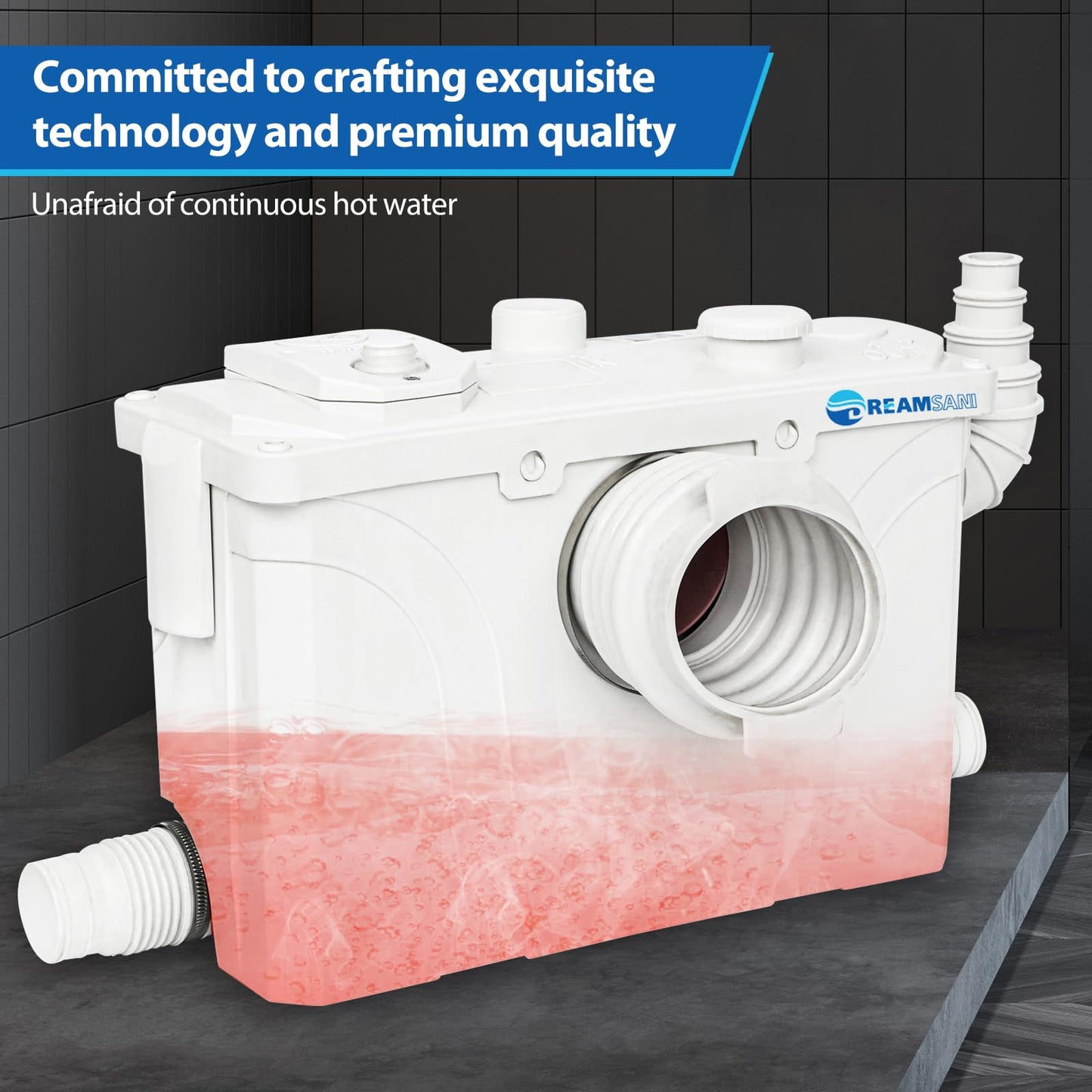700Watt Macerator Pump, Macecrating Toilet Pump for Basement with 4 Water Connections for Macerating Toilet, Laundry, Cooking Sink, Clothes Washer