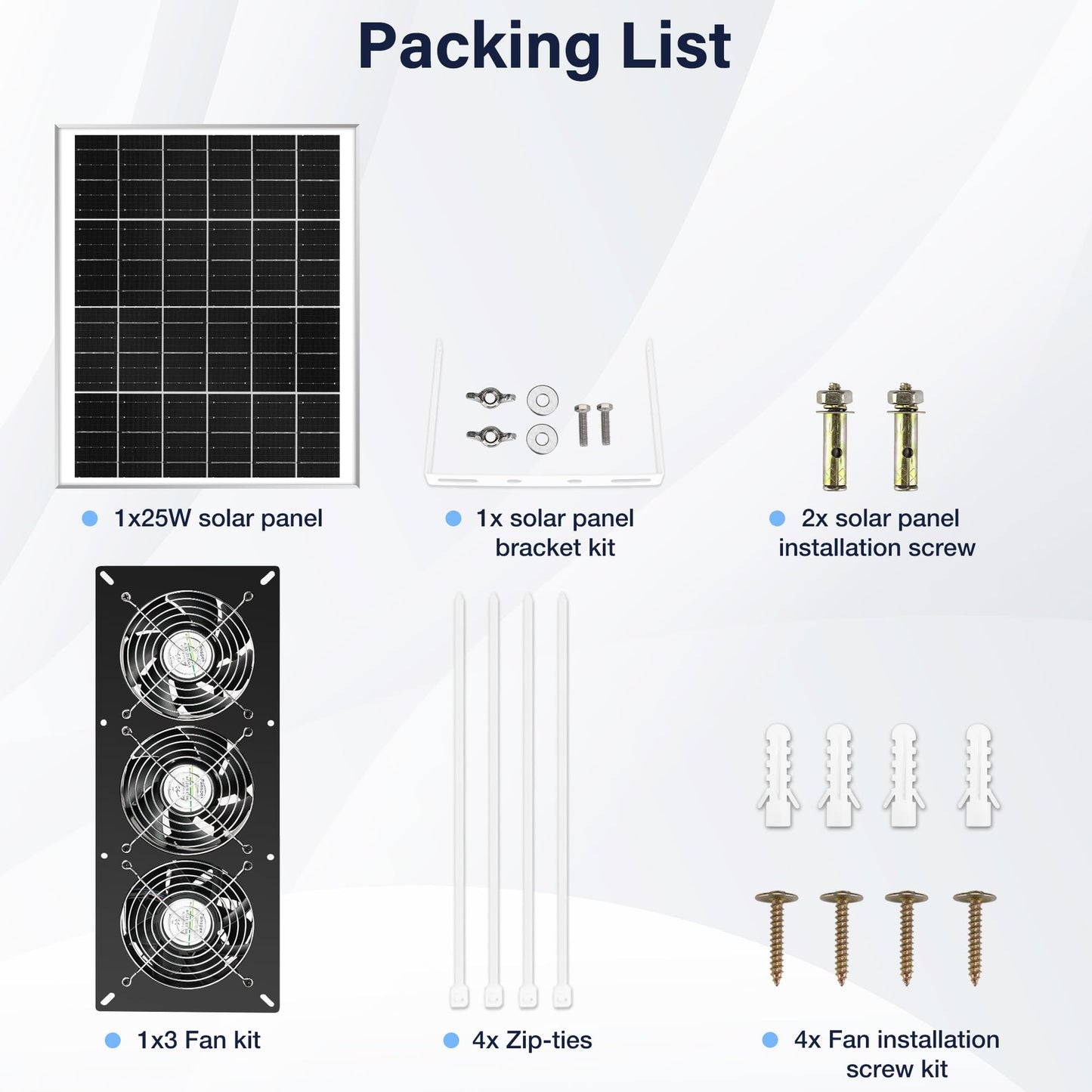 Fanspex Solar 3 Fan Kit, 25W Waterproofed Solar Powered Fans for Outdoor Chicken Coop, Greenhouse & Shed Intake or Exhaust Air