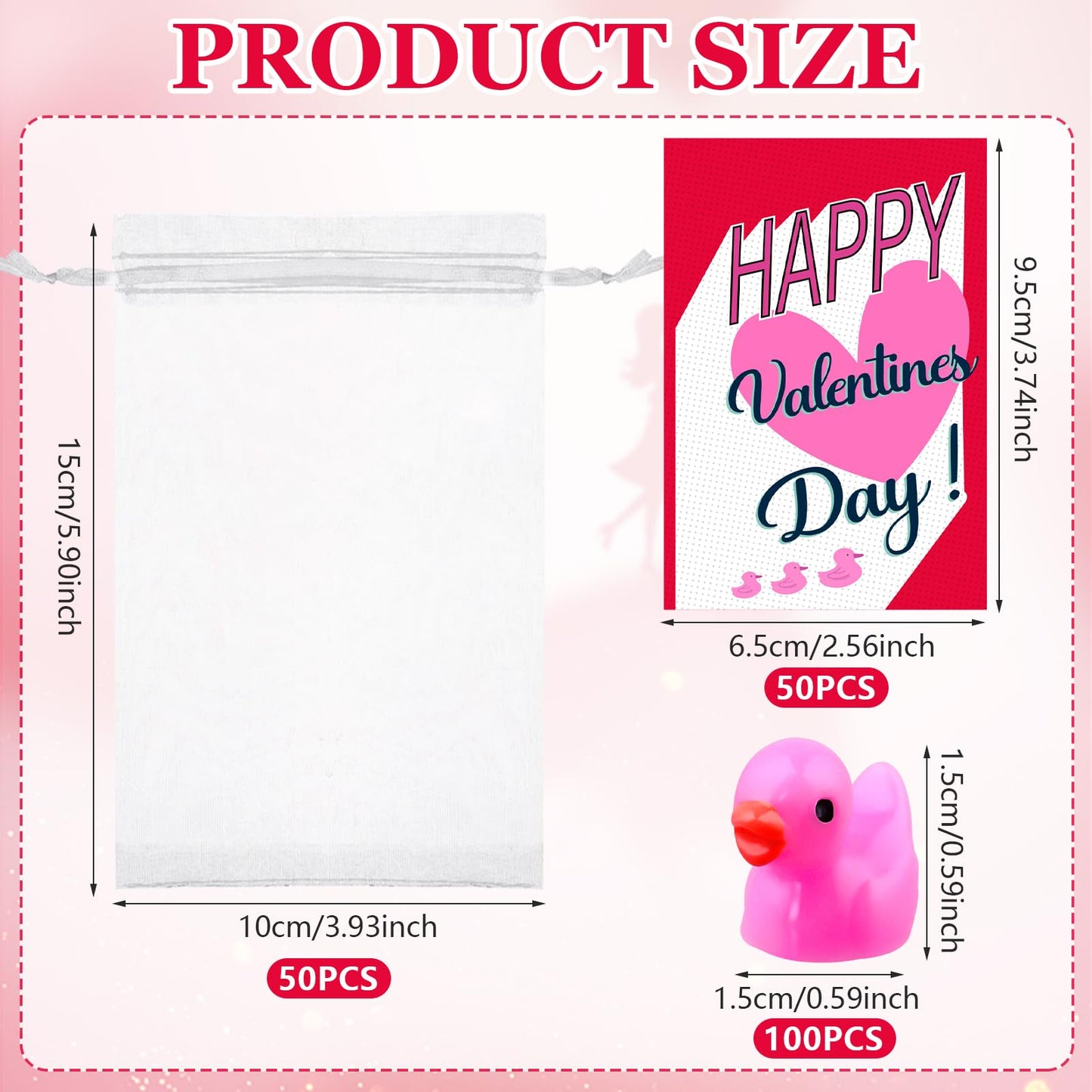 Youdaju 200 Pcs Valentine's Day Mini Resin Duck Figurines Cute Ducks Miniature Fairy Garden Ducks with Card Organza Bag Micro Dollhouse Decor Charms Beads for Garden DIY Landscape Aquarium Home