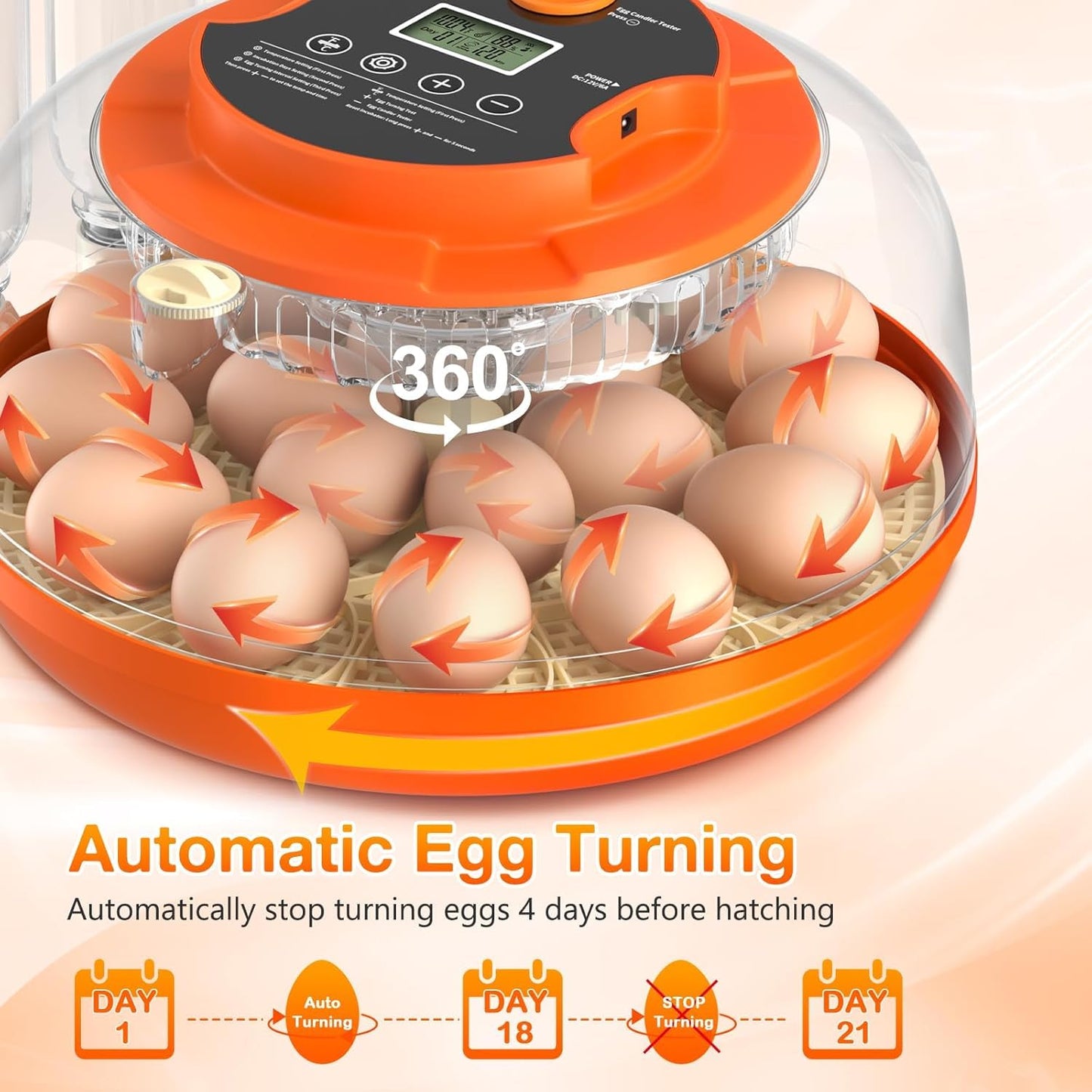 Egg Incubator with Automatic Egg Turning and Humidity Control, 18 Eggs Incubators for Hatching Eggs Chicken Quail Ducks Goose Parrot for Home Lab Farm Classroom