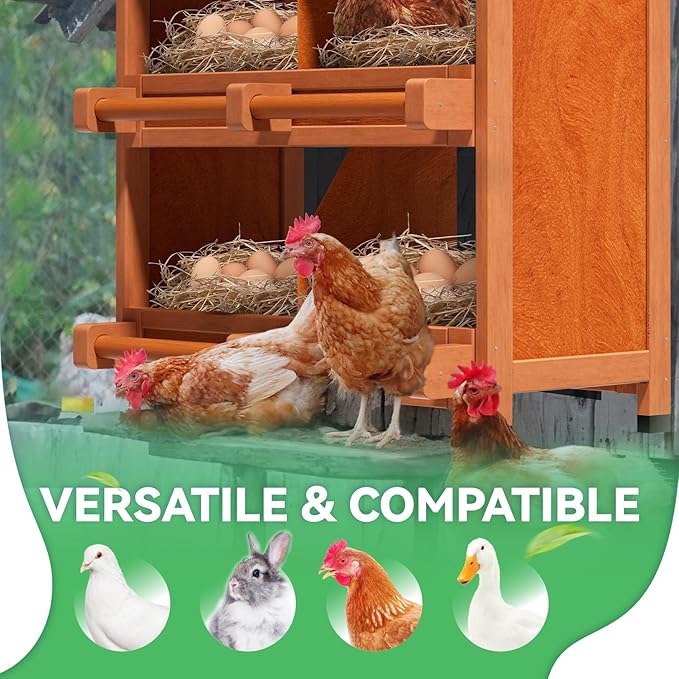 Chicken Nesting Boxes,4 Compartments Wooden Nesting Box for Chickens,Laying Boxes for Hens Ducks Poultry Protect Eggs Chicken Coops Easy Egg Collection
