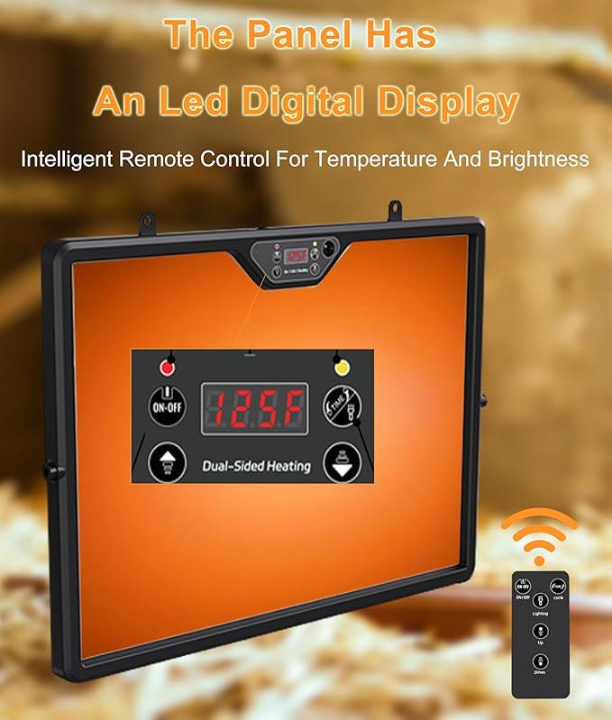 2026 Smart Chicken Coop Heater for Winter Heating, Radiant Heat Panel w Adaptive Temperature Sensor, Chicken Heater Plate for Baby Chicks, Adaptable to Timer and Temp Controllers, Etl Ul Compliant