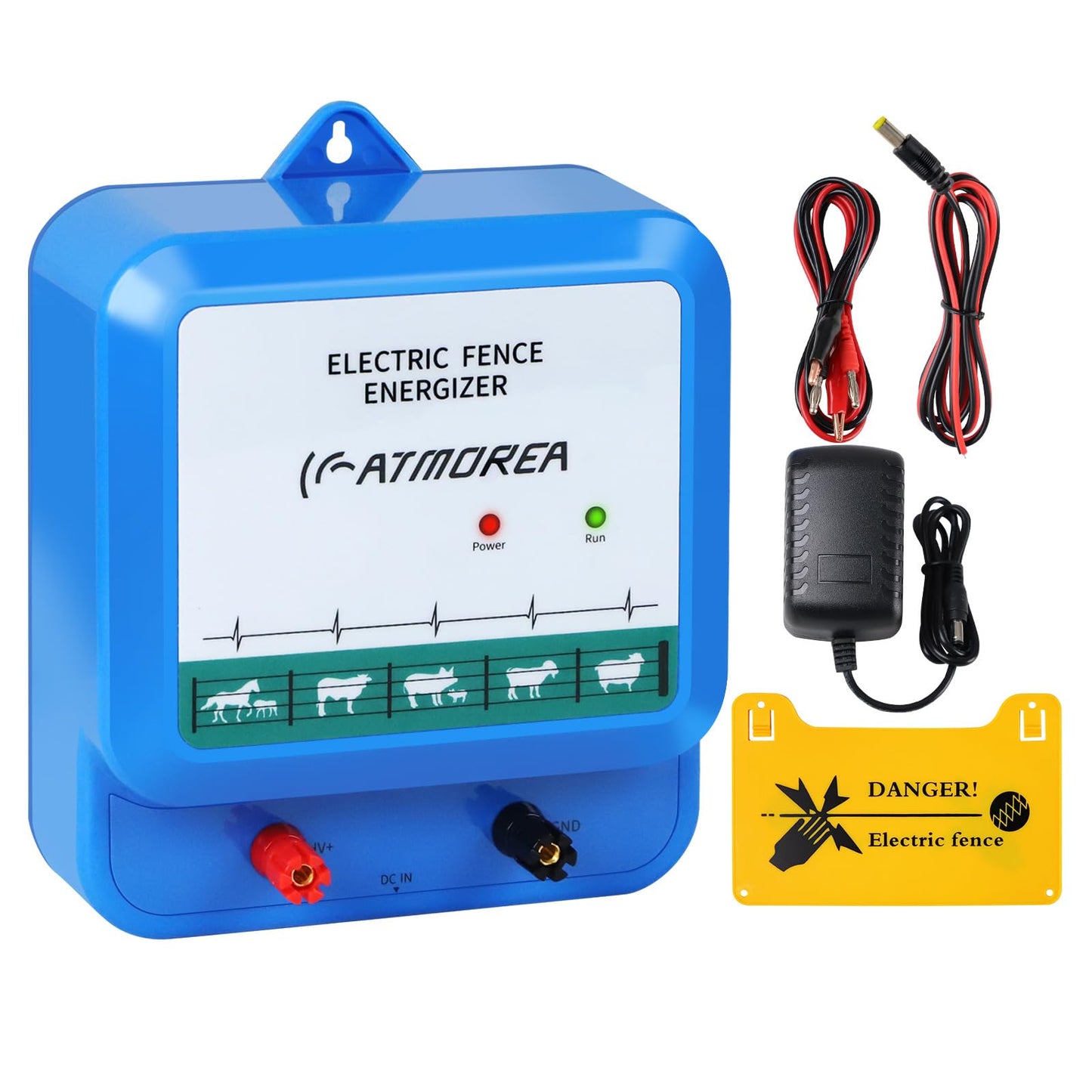 ATMOREA Electric Fence Charger - Multi-Powered, 4.5 Joules High-Power Output Energizer, Repels Large Wildlife - Ideal for Livestock, Pet, Poultry, Gardens, Orchards Protection