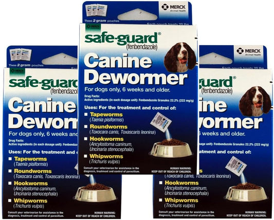 Safe-Guard Canine Dewormer For Dogs Only, 6 Weeks and Older, 9 Pouches Total(3 Packages with 3 Pouches each)