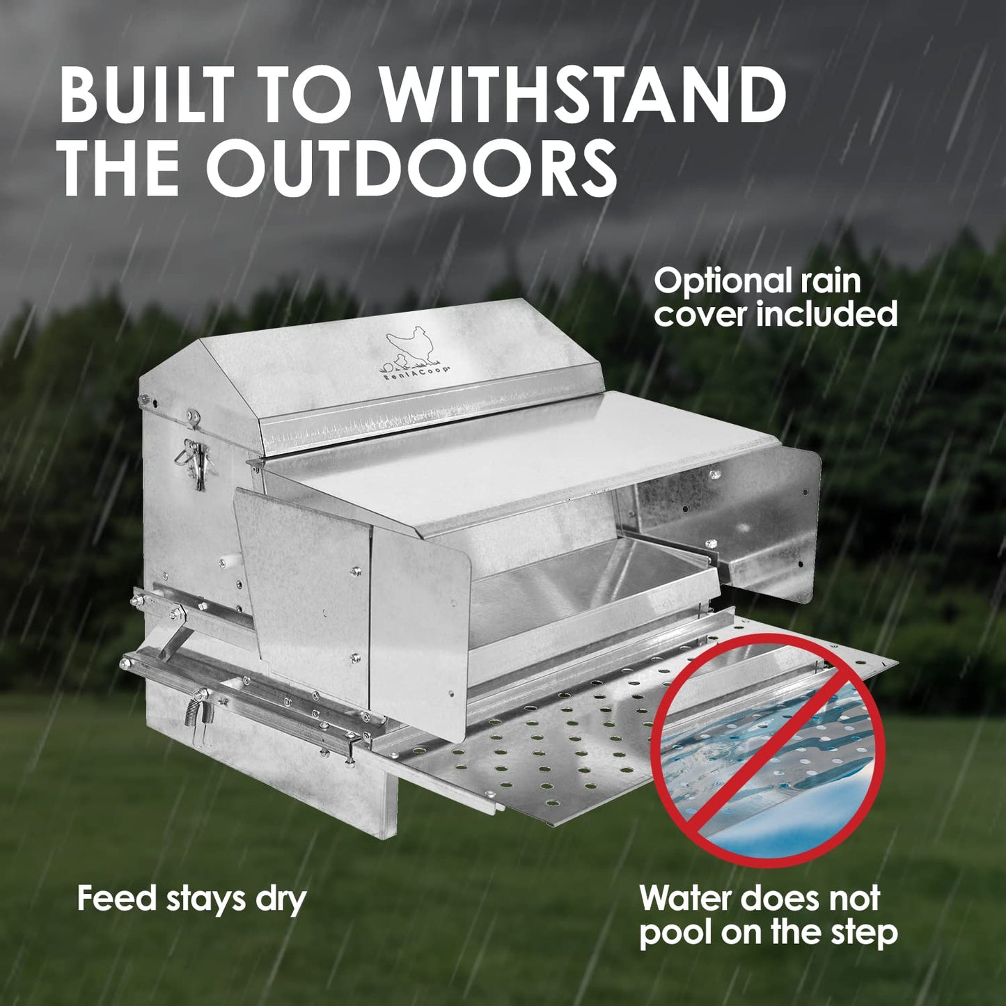 RentACoop 25lb Automatic Metal Treadle Feeder and 15lb Extension Bundle - 40lb Capacity Total