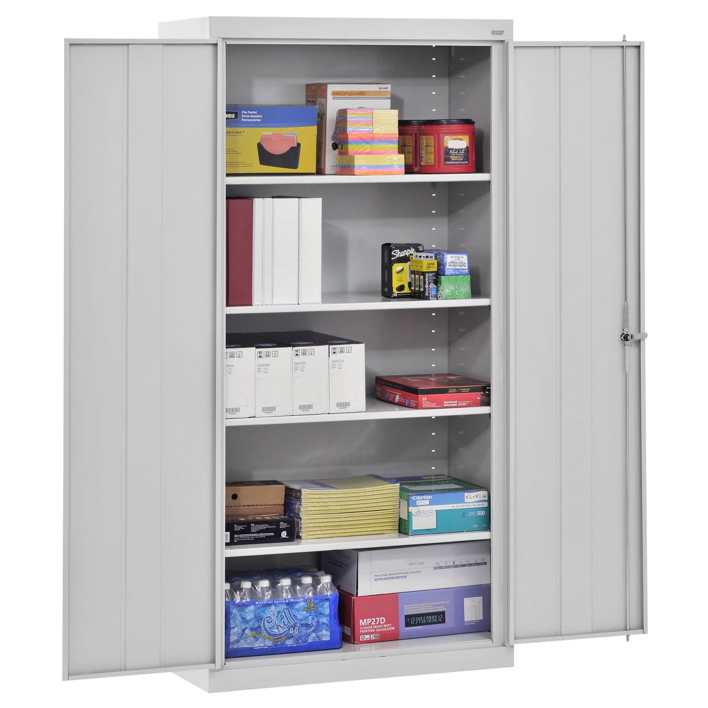 Sandusky CA41362472-05 Classic Series Metal Storage Cabinet with Adjustable Shelves, Locking Handle, 24" D x 36" W x 72" H, Dove Gray