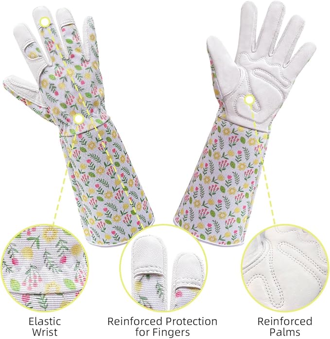Gardening Gloves Thorn Proof, Breathable Garden Gloves for Women, Leather Work Gloves for Pruning, Planting