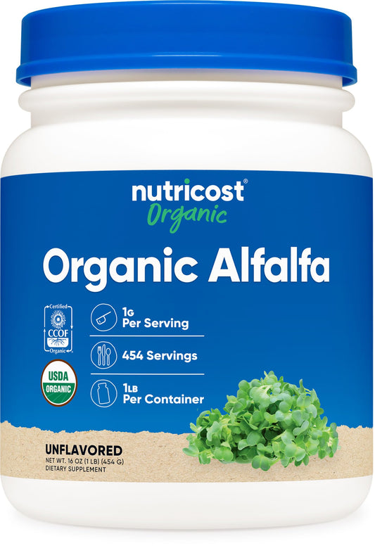 Nutricost Organic Alfalfa Powder 1LB - USDA Certified 100% Organic, Vegetarian, Non-GMO, Gluten Free