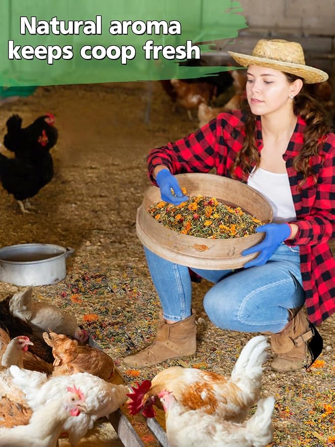 21 Oz Chicken Nesting Herbs - Natural Nesting Box Feed Herbs in 6 Dried Flower & Herbs for Freshening Bedding Chicken Coop Create Comfortable Environment