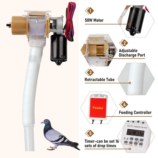 PKNYBZH Timed Automatic Chicken Feeder and Duck Feeder, Timed Poultry Feederer Great for Chickens, Ducks, Geese, Pigeons, Fish, Dogs, Fish, Cats