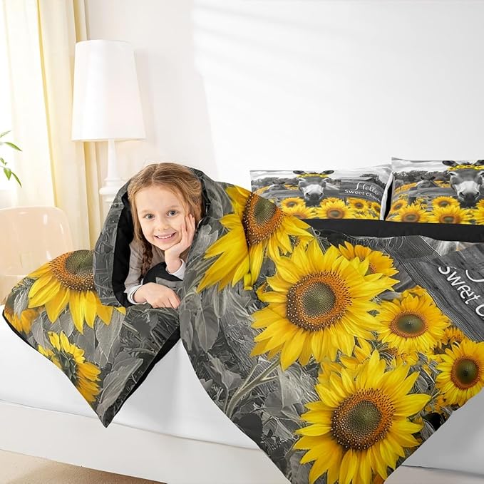 Erosebridal King Size Farm Animal Bedding Set - 3 Piece Donkey Print Duvet Insert & Quilt with 2 Pillowcases