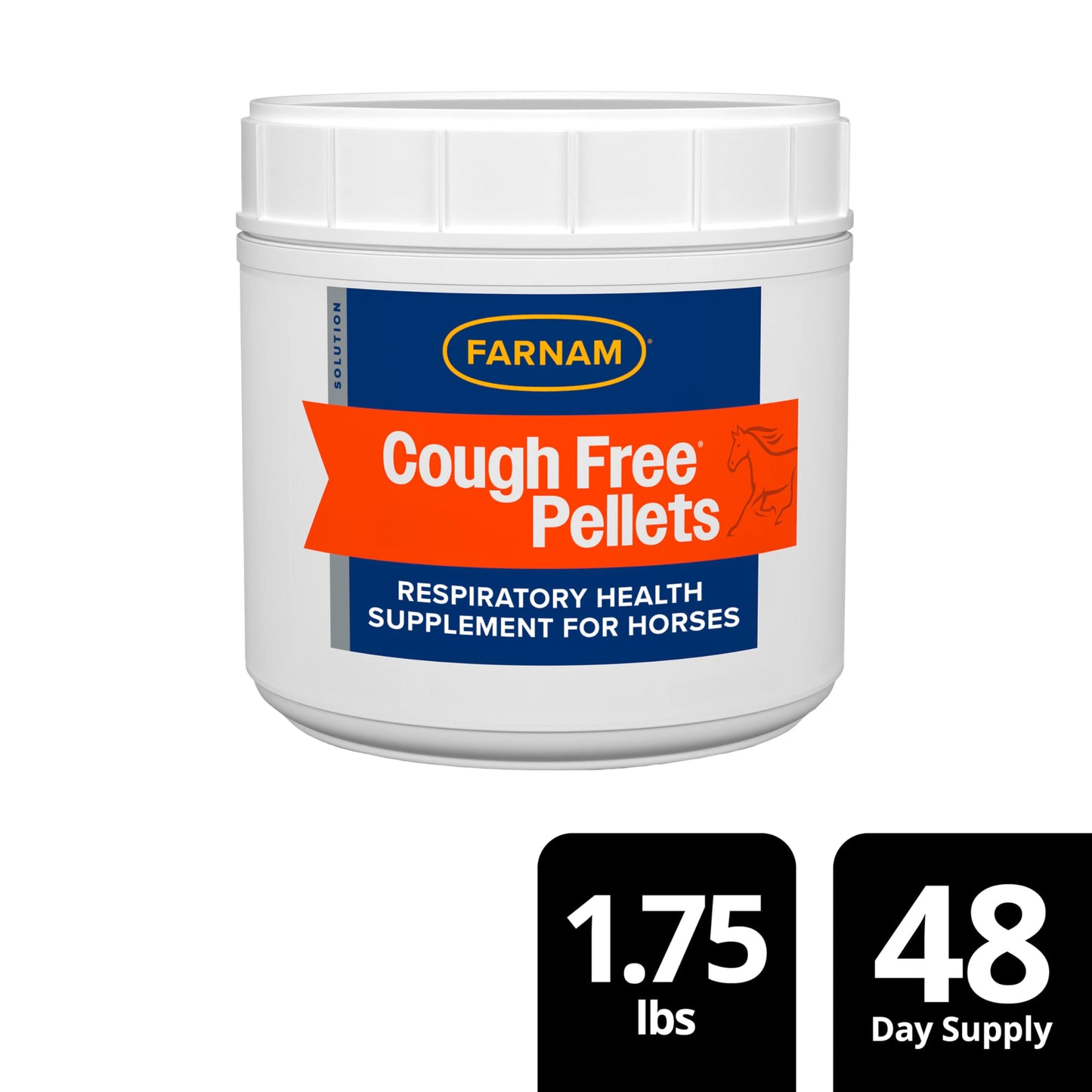 Farnam Cough Free Pellets Respiratory Health Supplement for Horses, Provides Respiratory Support for Horses with Seasonal Allergies or Stable Cough, 1.75 lb., 48 Day Supply