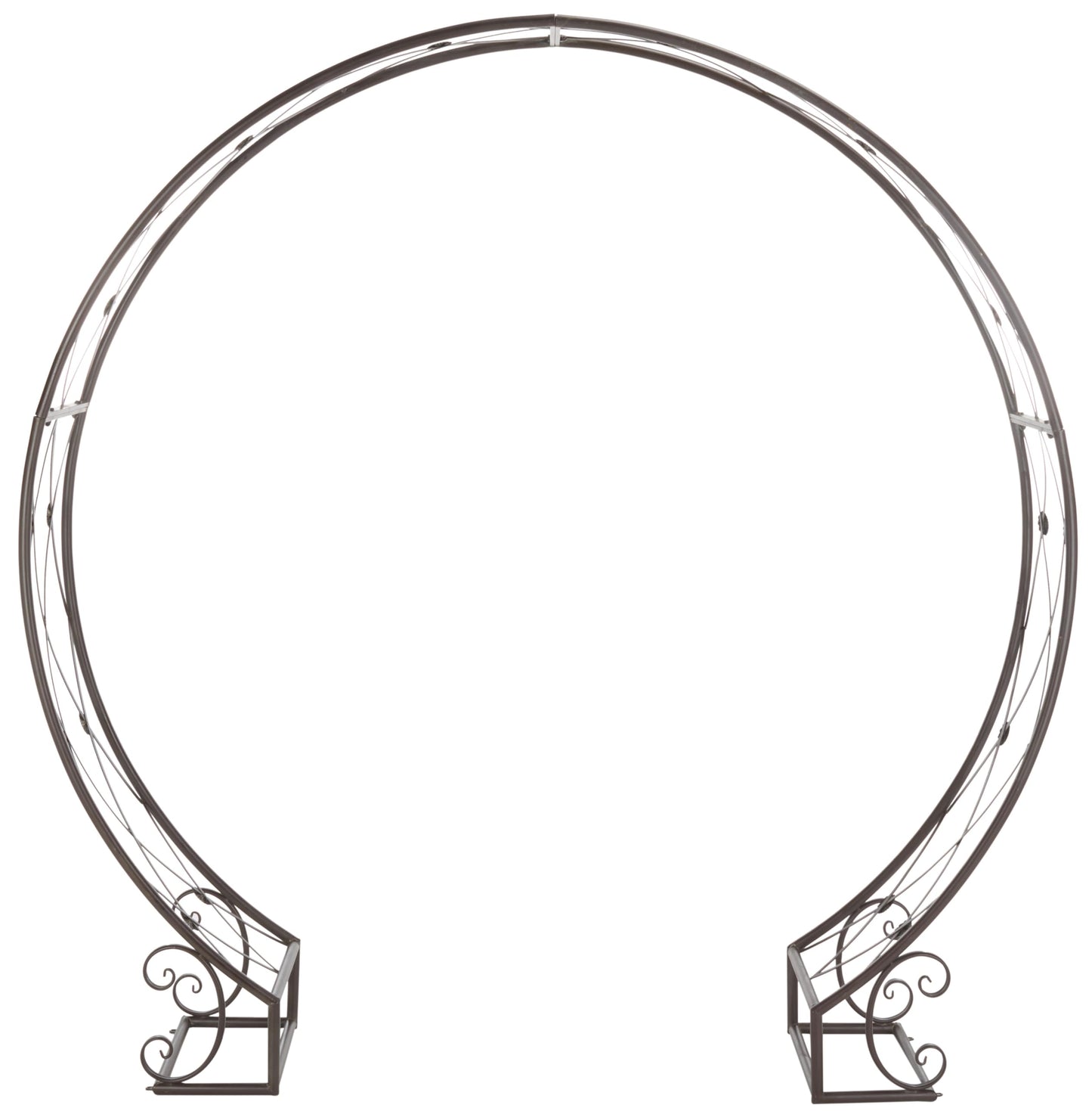SAFAVIEH Outdoor Collection Mizell Rustic Brown Lattice Wrought Iron Moon Gateway Arbor