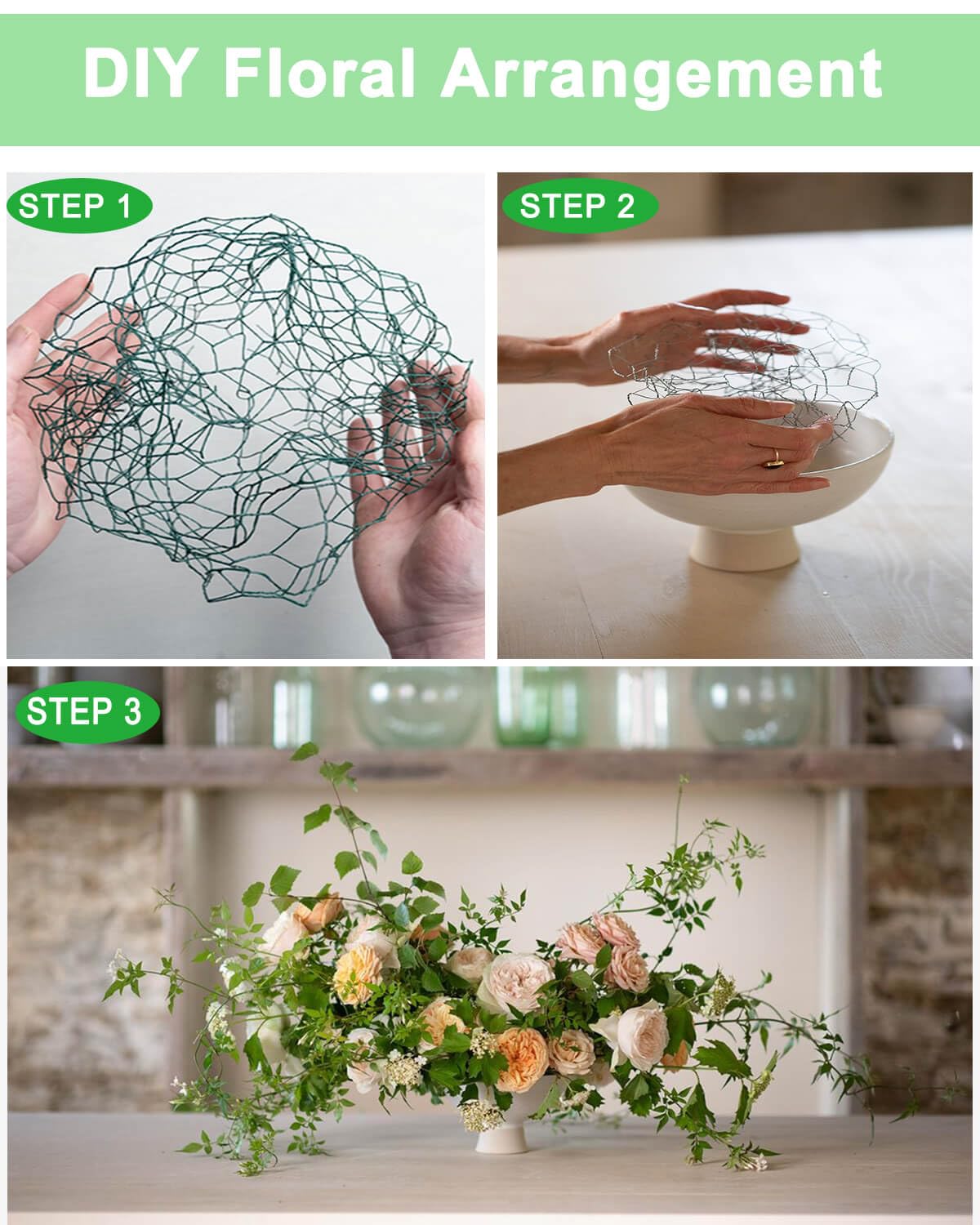 Garden Poultry Green Chicken Wire - 16.5 '' × 157 '' Chicken Wire Floral for Crafts, Garden Fence Animal Barrier, 1 inch Mesh Poultry Netting Fence, Pet/Rabbit/Chicken Wire Fencing