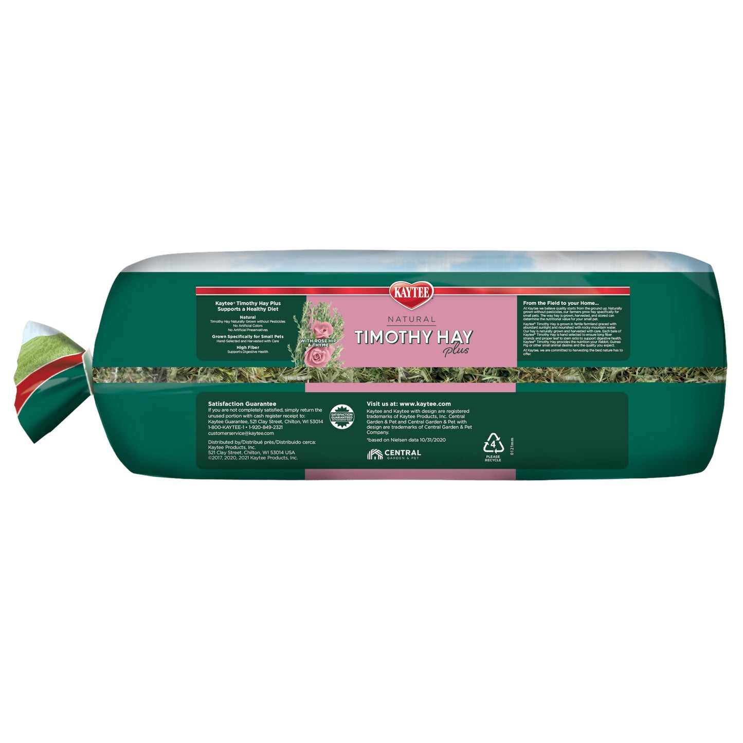 Kaytee All Natural Timothy Hay Plus Rose & Thyme for Guinea Pigs, Rabbits & Other Small Animals, 24 Ounce