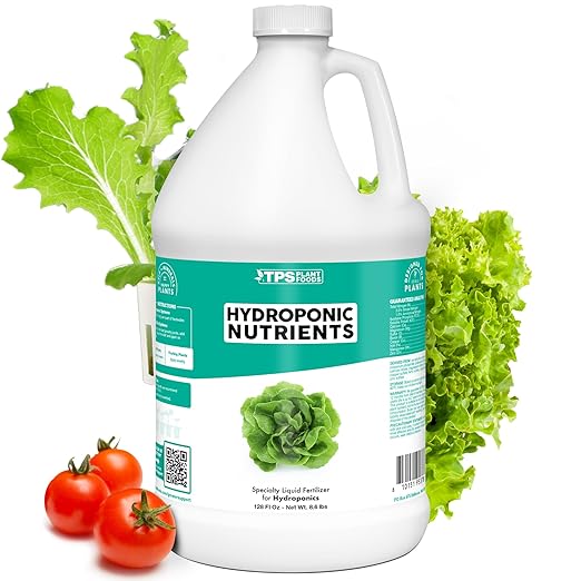 Hydroponic Nutrients for Edible Plants, One Part Complete Liquid Plant Food for Hydroponic Systems, 1 Gallon (128 oz)