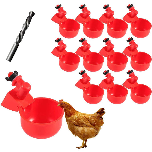 Chicken Water Cup Waterer for Poultry, 3/8 in Automatic Filling Waterer Poultry Drinking Bowl Chicken Water Feeder, Automatic Poultry Drinking Bowl for Duck Turkey Rabbit Geese Farm (6)