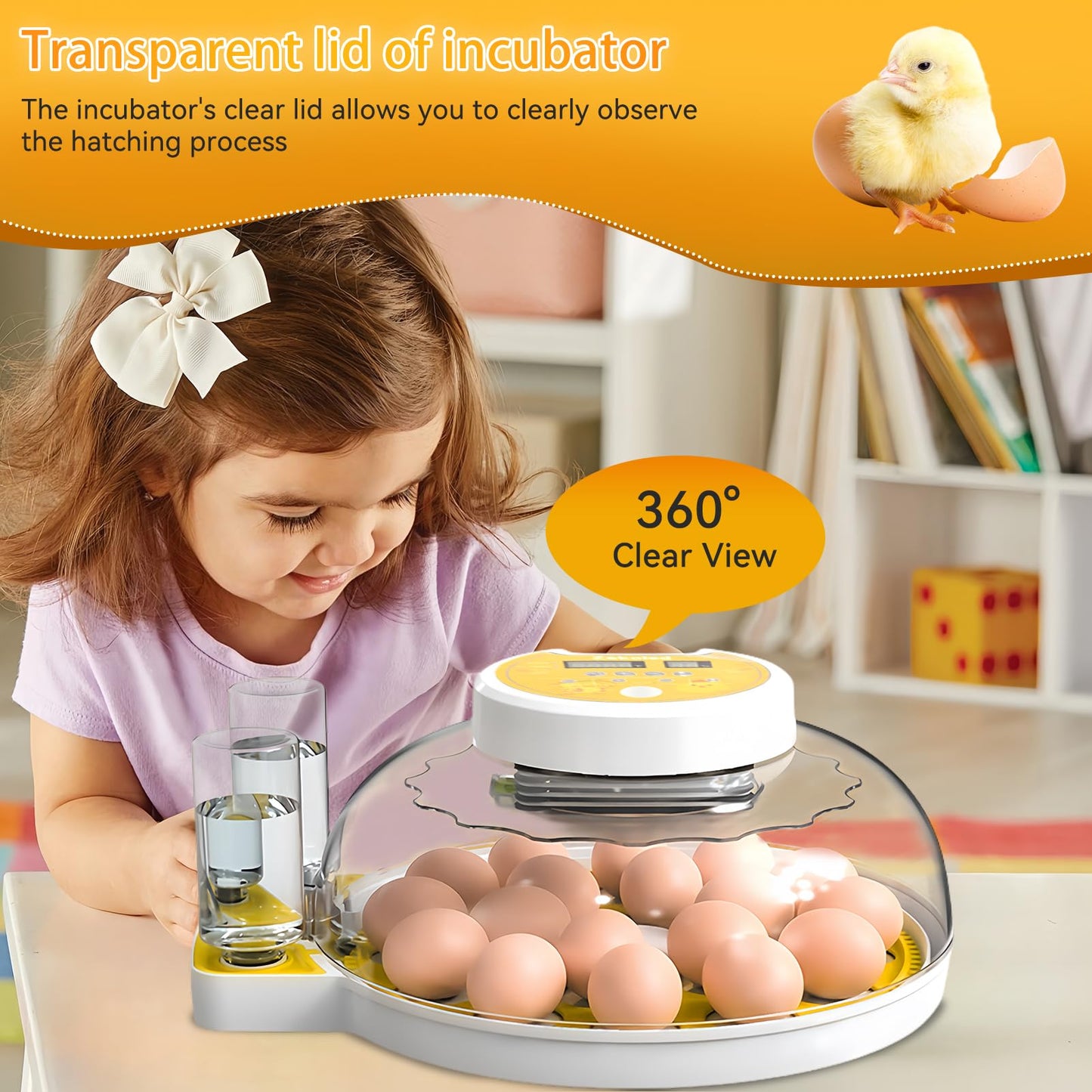Zekoled Incubators for Hatching Eggs, Incubator with Automatic Egg Turning and Humidity Control, 18 Egg Poultry Incubator with Automatic Water Adding, Viewing for Chicken, Duck, Quail, Goose, Parrot
