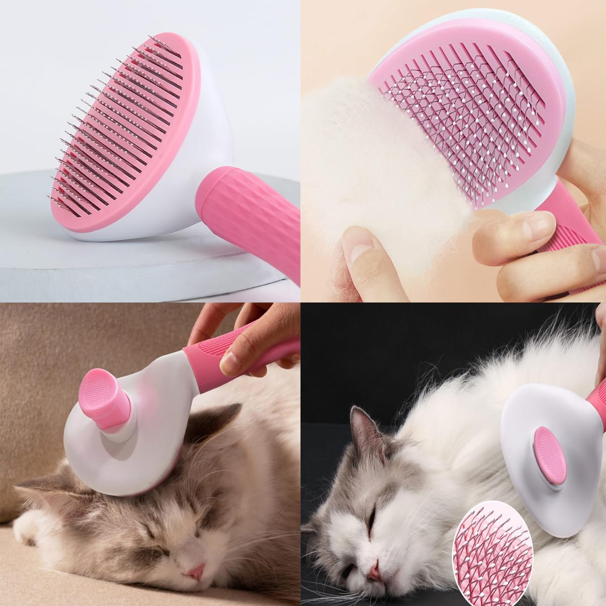 7 PCS Dog Brush Dog Grooming Kits,Dog Shedding Brush，Self-Cleaning Brush with Nail Clipper, Flea Comb and Shampoo Bath Brush