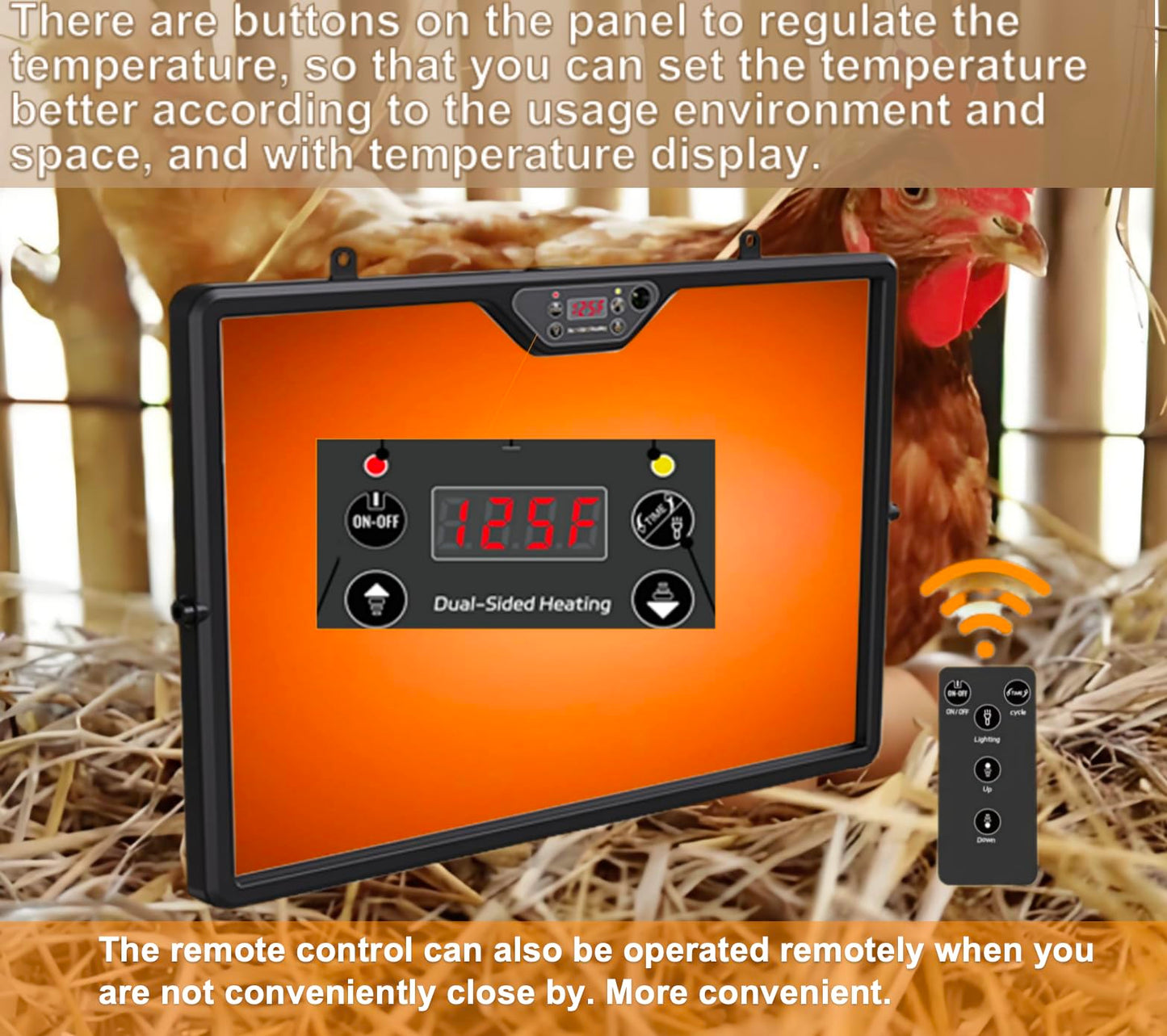 2025 Smart Chicken Coop Heater Coop Radiant Heat Panel Built-in Adaptive Temperature Sensor, Chicken Heater Inside Coop for Winter, Adaptable to Timer and Temp Controllers, ETL UL Compliant