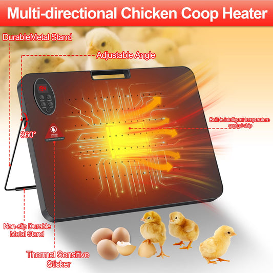 Upgraded Chicken Coop Heater,200W Safe Chicken Heater for Coop, Chick Heating Plate Radiant with Thermal Protector,Energy Efficient Heater with High Temperature Alert for Winter Chicks Poultry Animals