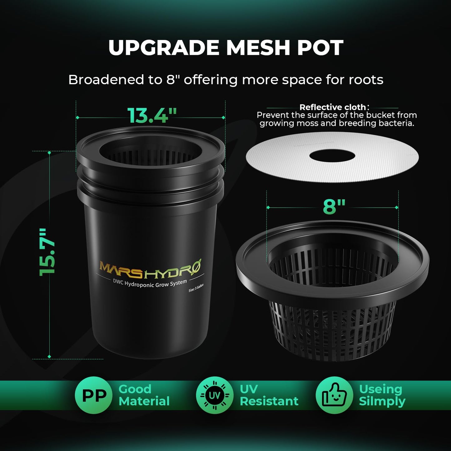 MARS HYDRO 2.3x2.3 Grow Tent (27"x27"x63") & 2 Buckets 5 Gallon DWC Hydroponics Grow System Combo Kit, Indoor Plant Growing Set, Maximizes Plant Yield in Hydroponics or Indoor Gardening
