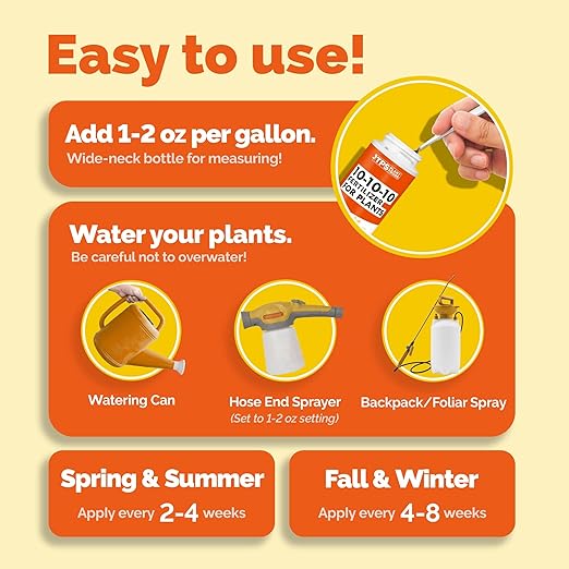 TPS NUTRIENTS Liquid 10-10-10 Fertilizer for Plants, Triple Ten NPK Plus Iron and Micros, Liquid Plant Food 8 oz (250mL)