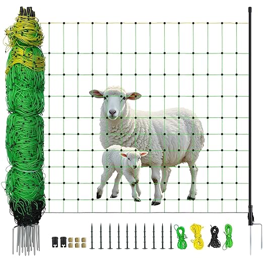 Electric Fence Netting, 42.5" H x 164' L, Portable Livestock Nets Mesh for Hog, Dogs, Deer, Goats, Larger Animals Electric Fencing for Backyards, Homesteaders, Farms, Ranches, Gardens