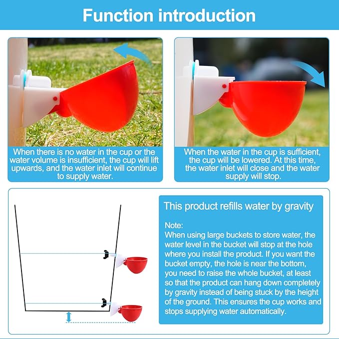 10PCS Chicken Waterer Cups, 3rd Generation DIY Large Automatic Chicken Water Feeder Cup, Tee Fittings Poultry Waterer, Suitable for Chicks, Turkeys, Ducks, Goose, Small Pets with Mounting Hole Opener