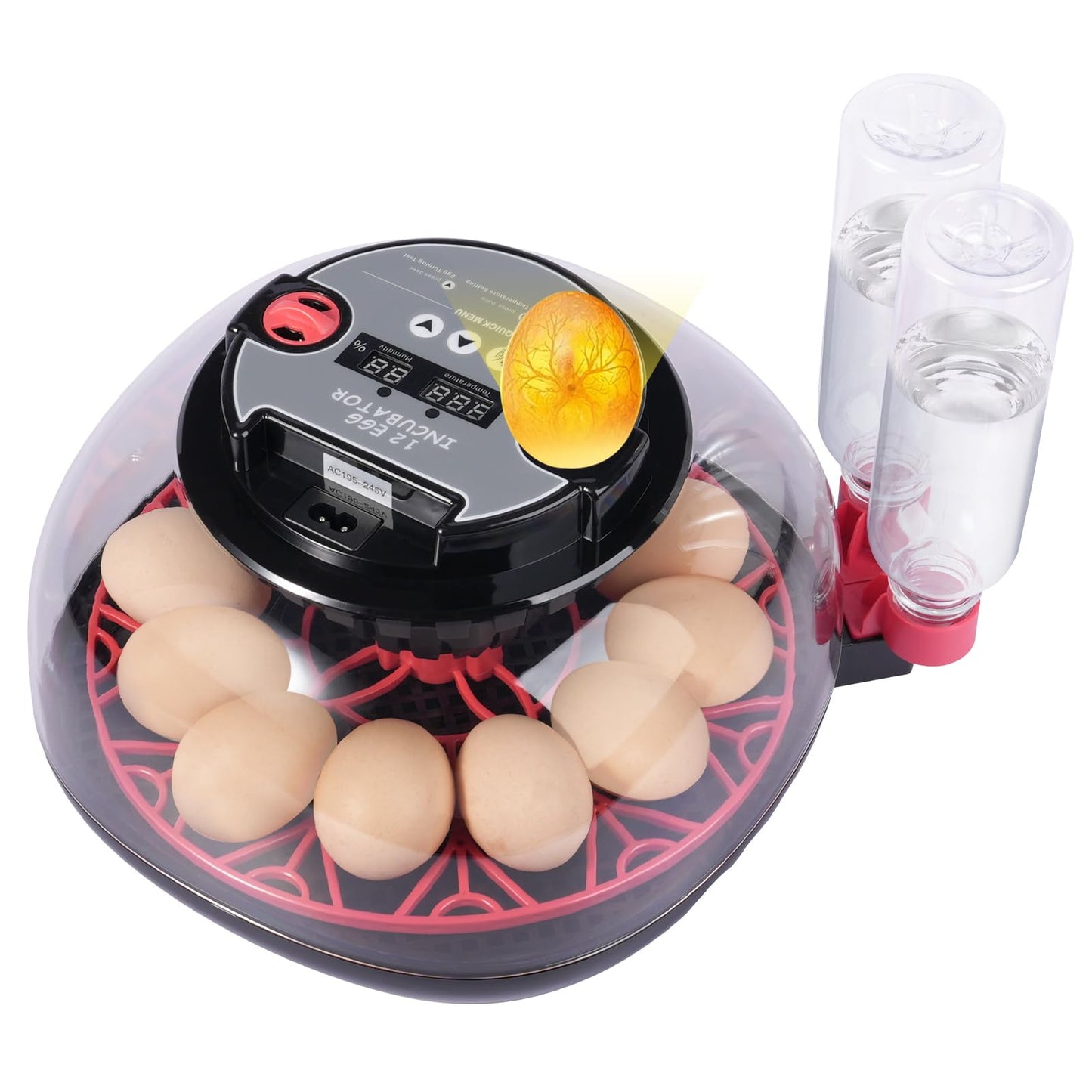 Humorrap 12 Egg Incubators with Temperature and Humidity Control Automatic Eggs Turner Egg Candler for Hatching Chicken