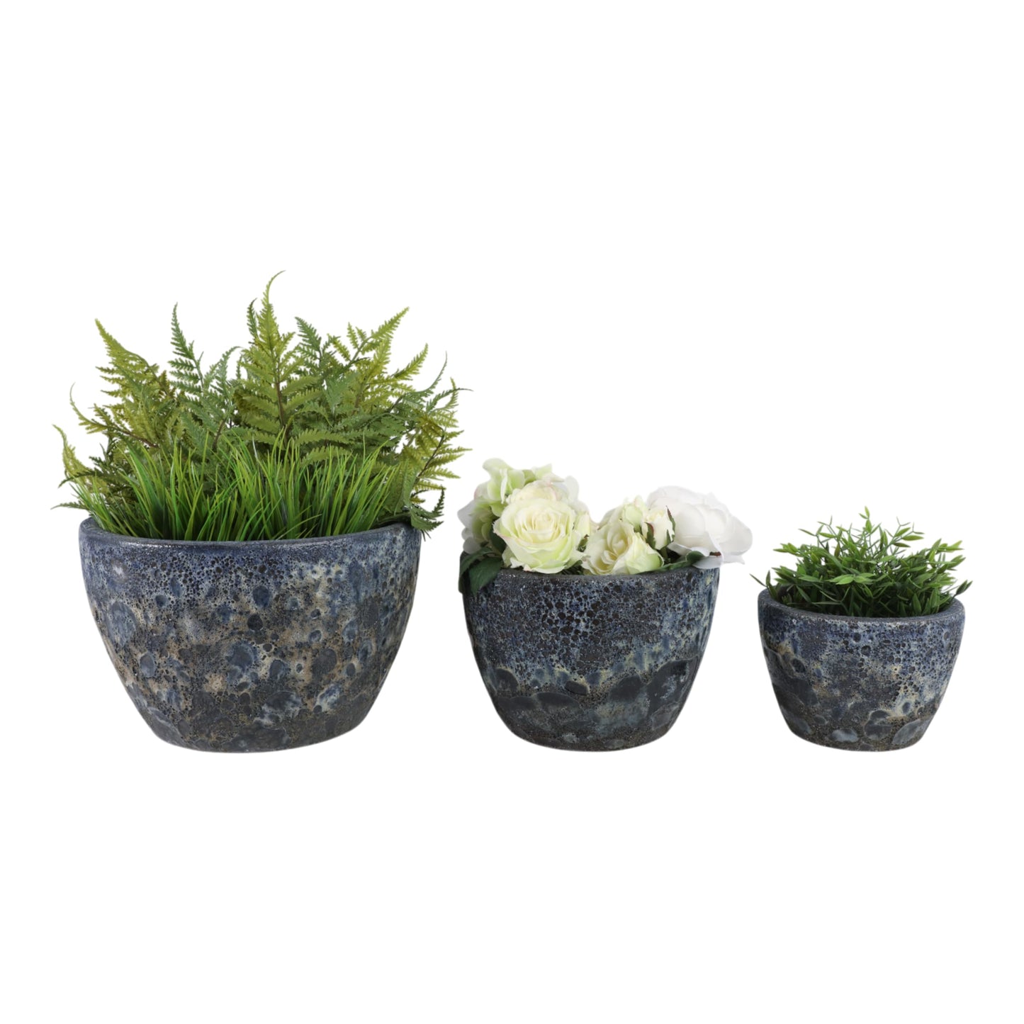 Sagebrook Home Set of 3 8/11/15" Lava Planters, Blue