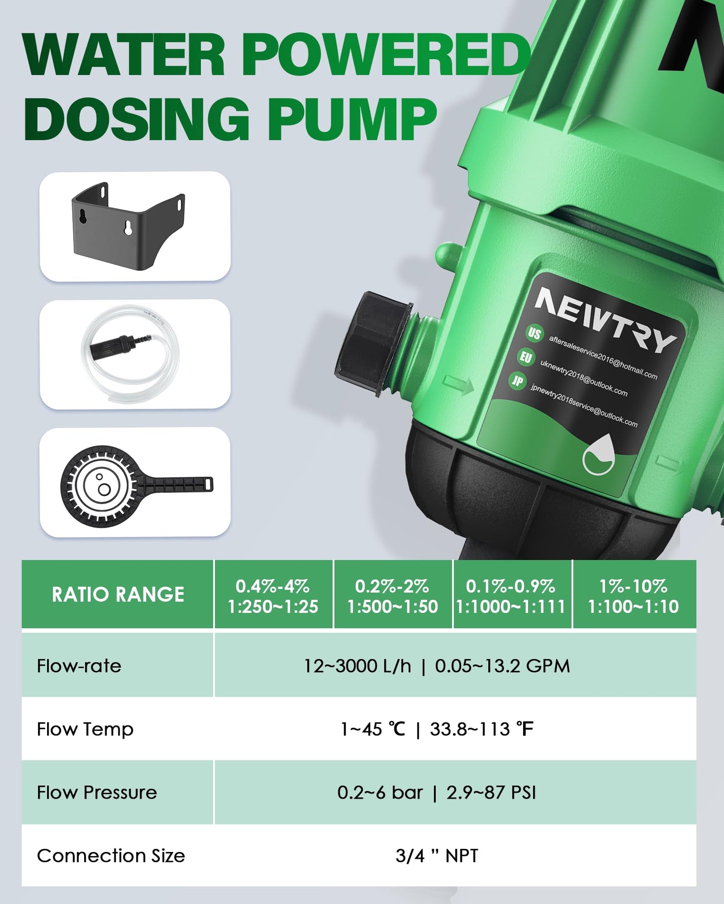 NEWTRY 0.2%~2% Fertilizer Injector 2024 w/ 3pcs Repair Sealing Rings