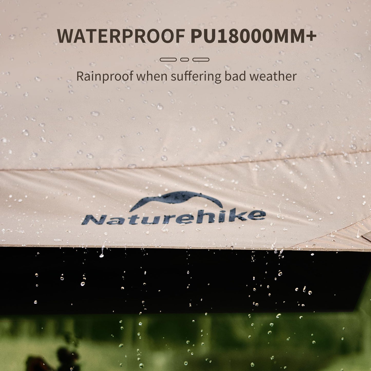 Naturehike Cloud Skies Camping Tent Tarp with Poles, Waterproof PU 18000mm+ Rain Shelter, Anti-UV UPF2000+ Camping Sun Shelter Canopy