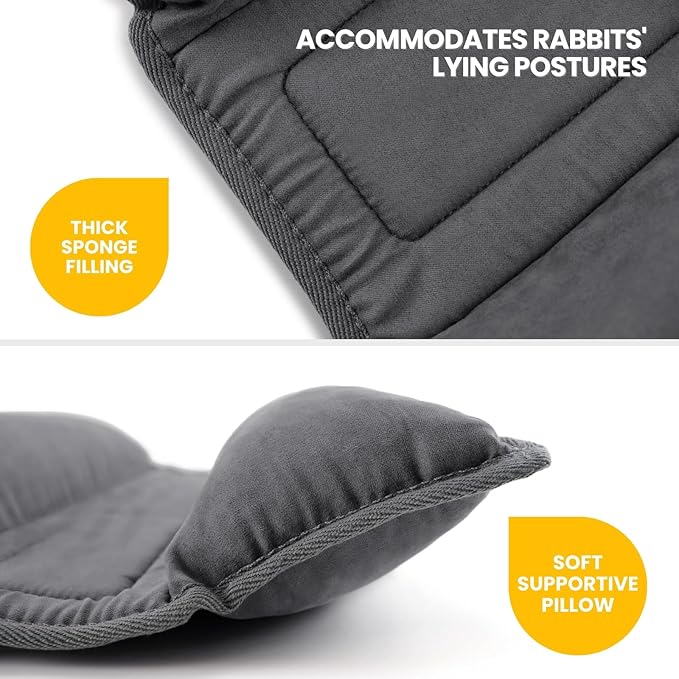 Rabbit Bed, Washable Bunny Pillow, Reversible Lounger Pad, Soft Small Animal Bedding, Stress Relief Pet Mat for Kittens, Guinea Pigs, Puppies