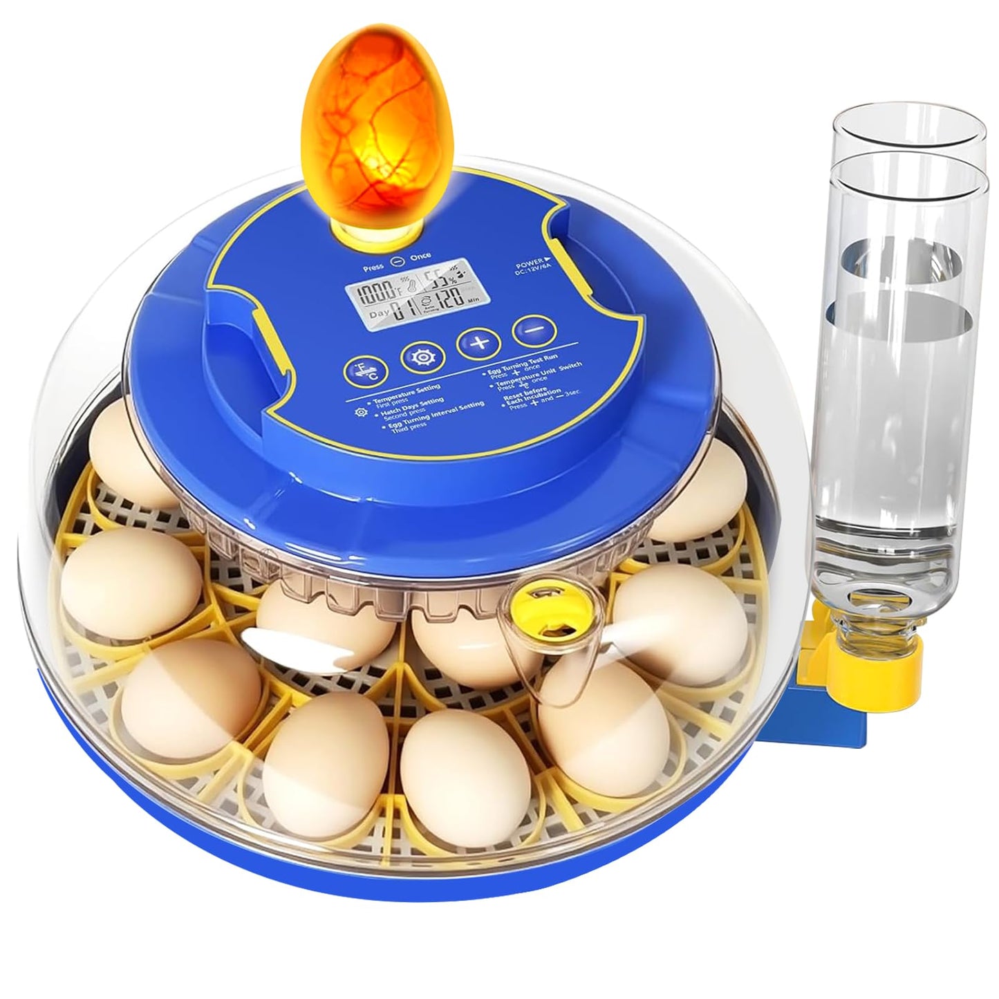 Incubators for Hatching Eggs, 18 Egg Incubator with Automatic Egg Turning and Humidity Control, 360° View Incubadora De Huevos De Gallina, Candler, Incubator for Chicken Eggs, Ducks, Goose, Quail