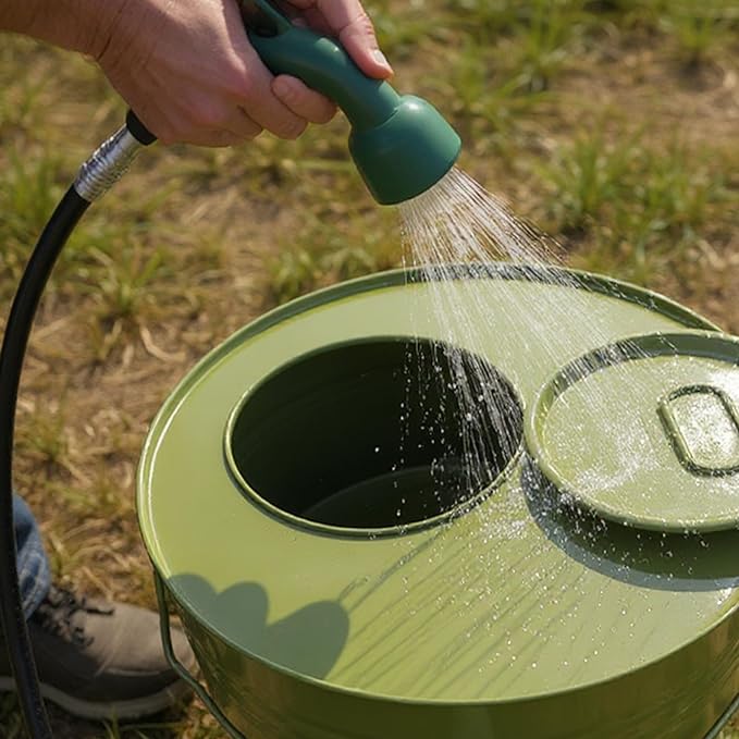 Metal Chicken Feeder - 20lbs Ground Poultry Feeder with 12 Ports, Powder Coated Rust-Proof Design & Smooth Edges for Safe Feeding (Avocado Green, 20lbs)