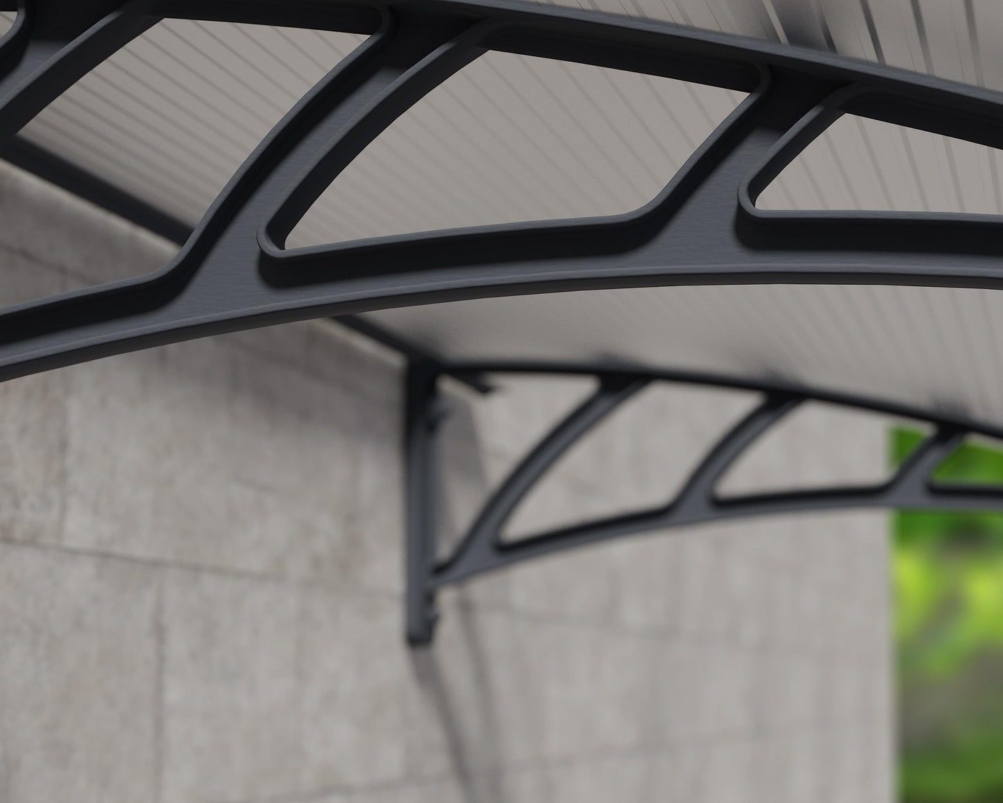 Palram - Canopia Neo 2700-9' x 3' Window & Door Awning for Door Entrance, High-End Polycarbonate Patio Canopy with Clear Panels, UV Protection, Modern Gray Metal Frame, Weather Resistant Overhang
