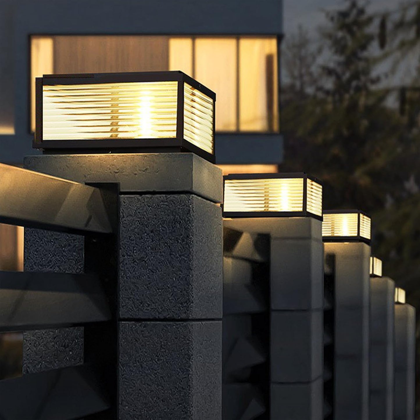 JHOTEC Large Outdoor Post Light 16X16 in, Dusk Till Dawn Solar Column Light,No Wiring Required Electricity Cost Column Lamp,Garden Light,IP54 Waterproof, Base E26 Dual-Purpose,LED Post lamp