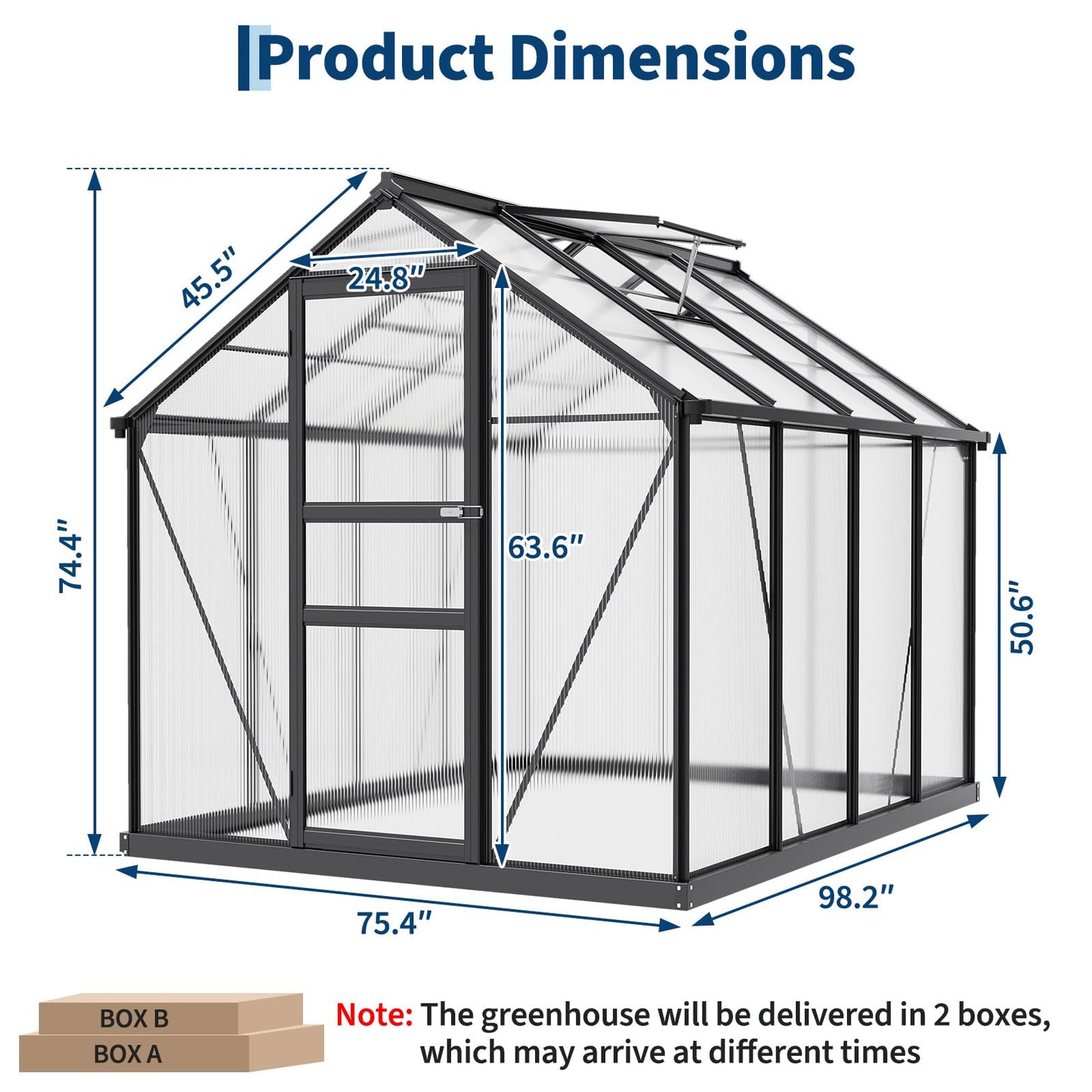 8×6FT Greenhouses for Outside,Greenhouse with Aluminum Frame-Outdoor Greenhouses for Backyard Garden Patio, Outside Garden Green House with Lockable Door&Adjustable Roof Vent, Smart Water Management