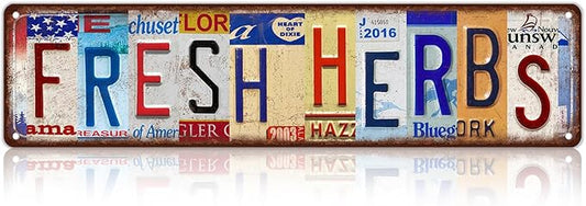 Vintage Fresh Herbs Metal Tin Signs Street Signs Home Wall Decor 16 x 4 Inches