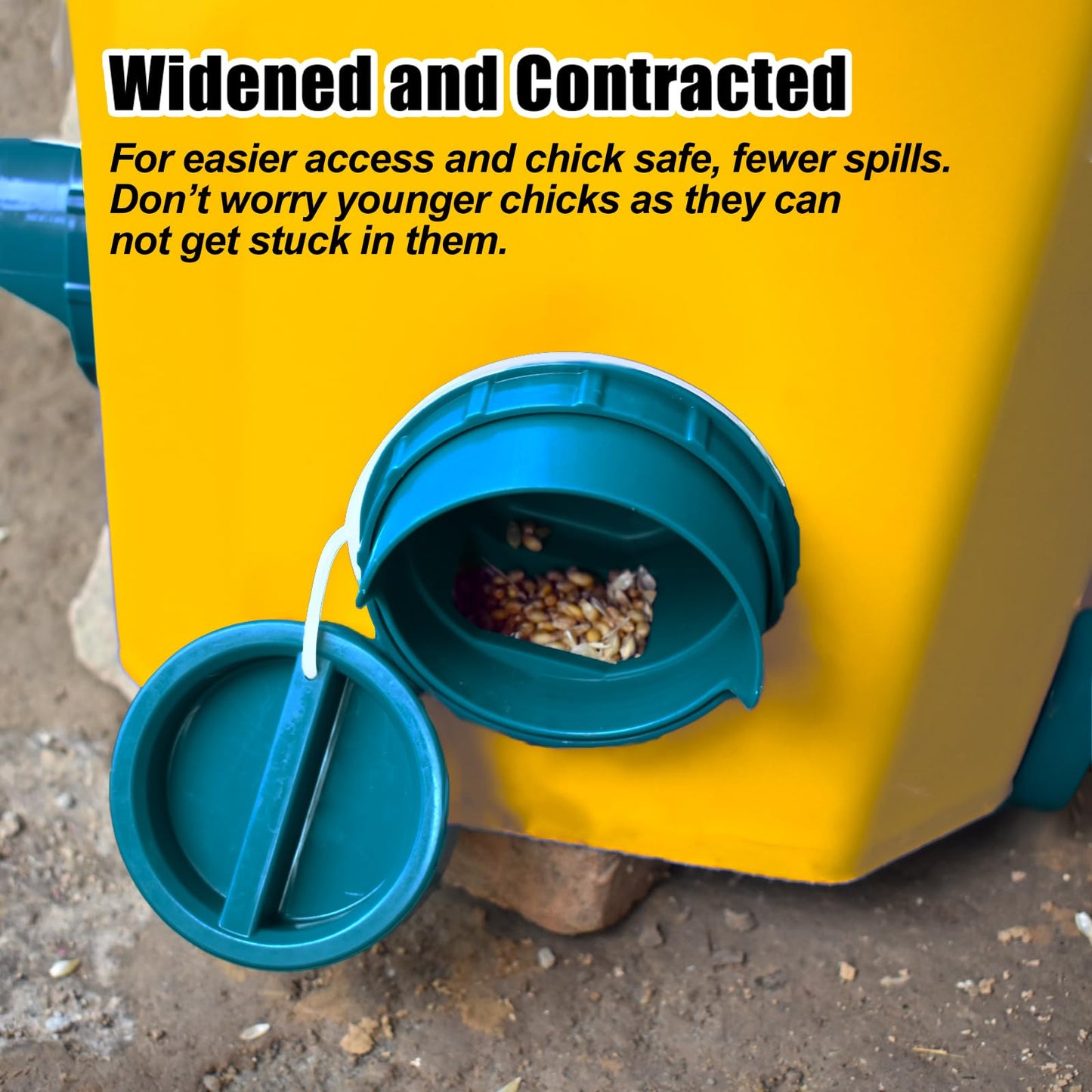 No Waste Chicken Feeder Port Large, DIY Automatic Poultry Feeder Kit for Chicken, Quail, Duck, Goose, Turkey (Pack of 6)