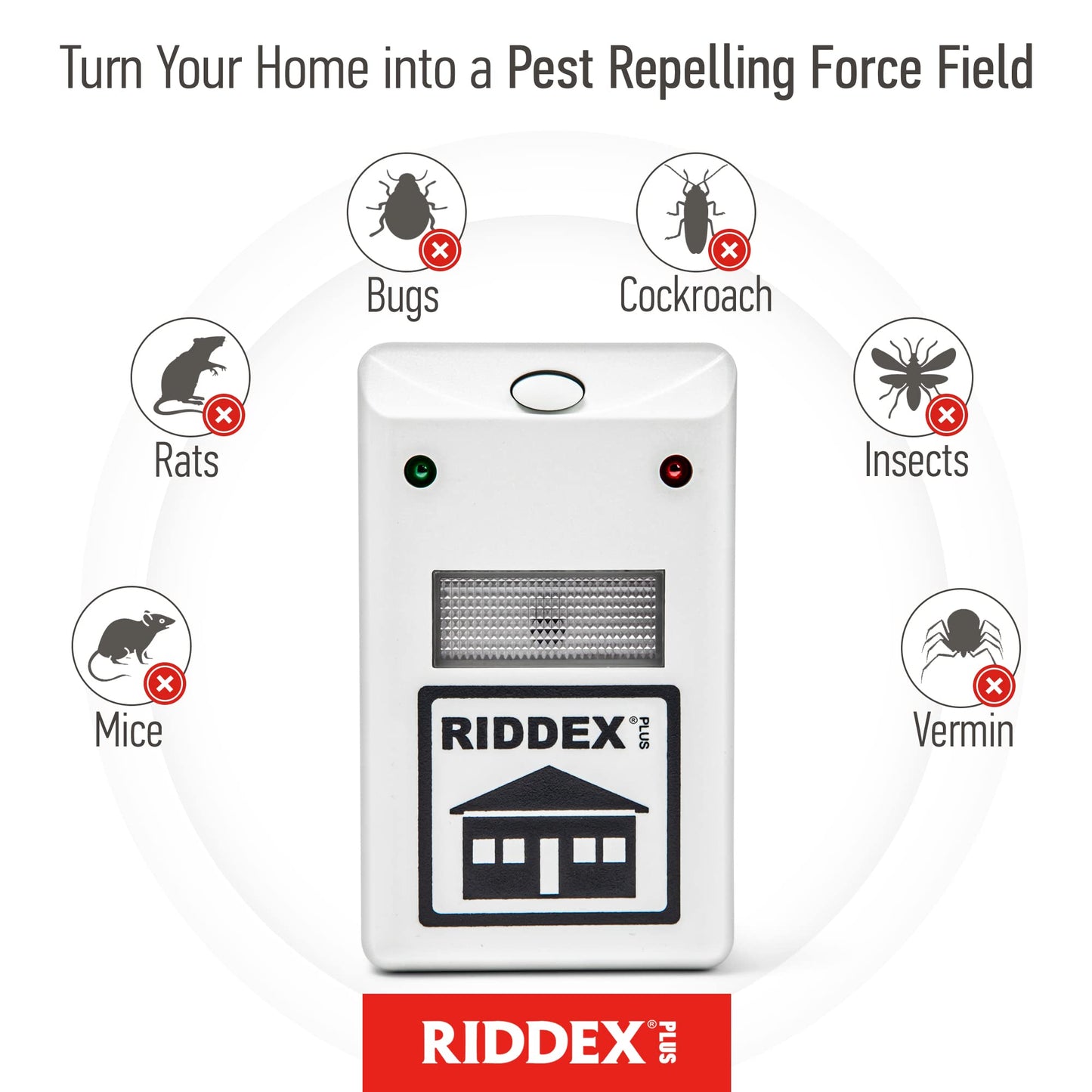 RIDDEX Plus Insect Repellent | Plug in, Mouse Deterrent - Pest Control for Defense Against Rats, Mice, Roaches, Bugs and Insects | Control Pests with No Toxins | White 2-Pack