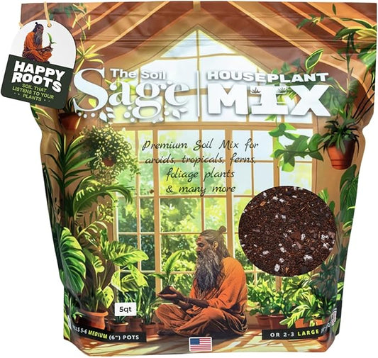 Soil Sage 5 qt Premium Houseplant Soil - U.S.A. Made Well-Draining Nutrient-Rich Potting Mix for Indoor Plants - Coconut Coir, Composted Bark, Pumice & Mycorrhizae for Strong Roots & Growth