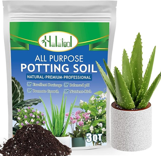 Halatool 3QT Premium Aloe Plant Potting Mix Garden Top Succulent Soil for Indoor & Outdoor Plants Bonsai Aloe Vera Houseplants Flowers Vegetables & Herbs (packaging may vary)