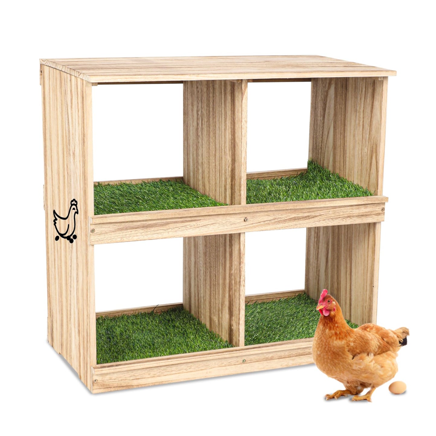 Nesting Boxes for Chickens,Chicken Nesting Box with 4 Pack Nesting Box Pads,Wooden Chicken Laying Boxes,Chicken Nesting Boxes for Laying Eggs with Washable Nesting Pads for Chicken Coop