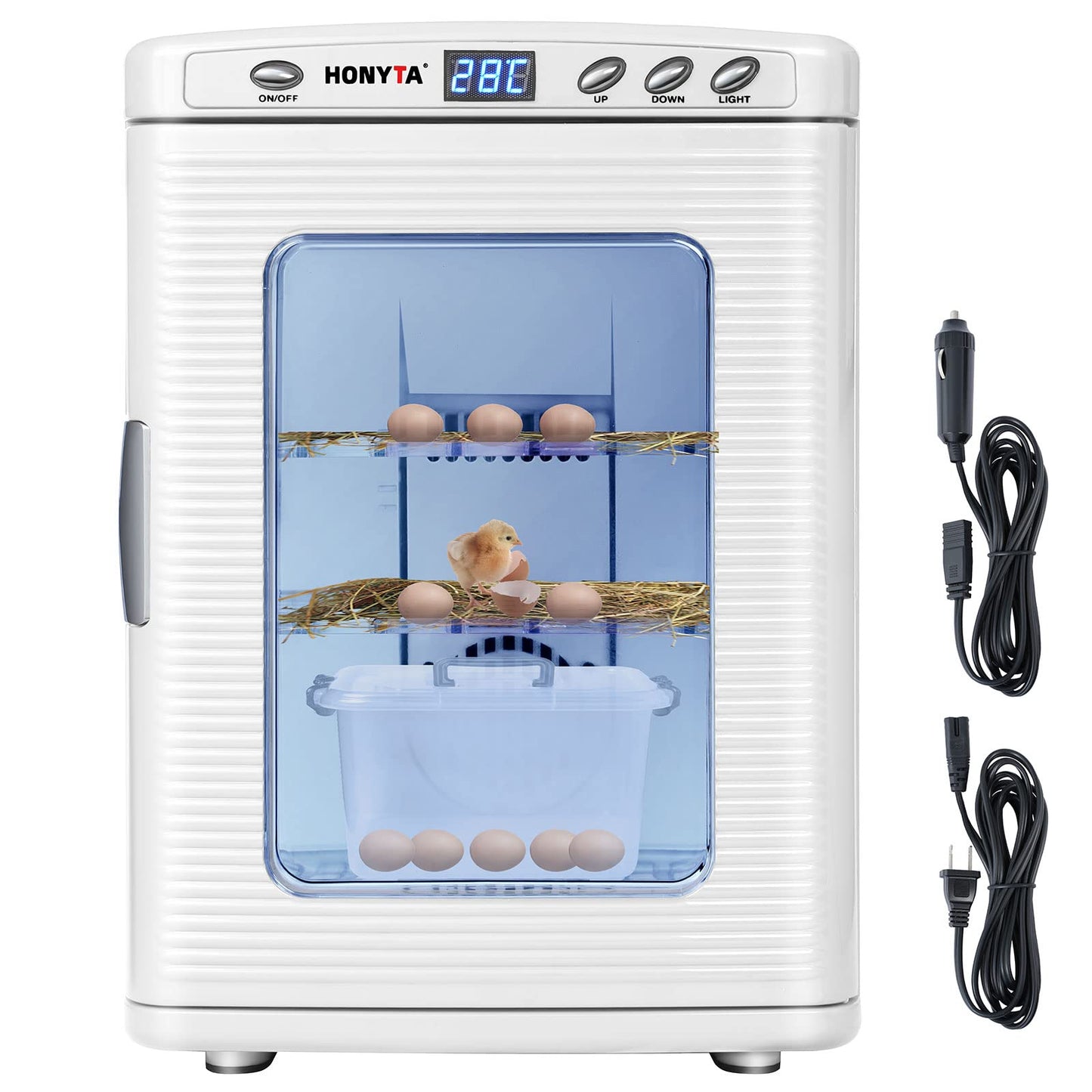 RYFT Incubators for Hatching Eggs, 25L Portable Reptile Scientific Lab Incubator with 5°C-60°C, 12V/110V Heating and Cooling for Small Reptiles (White)
