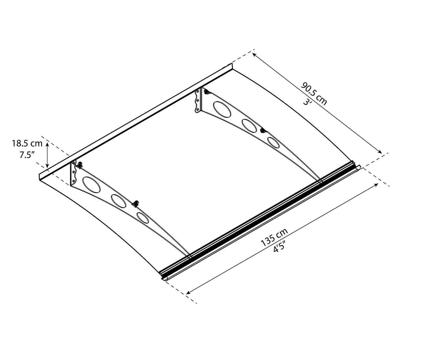Palram - Canopia Garamond 1350-4' x 3' Window & Door Awning for Door Entrance, High-End DIY Polycarbonate Patio Canopy with Clear Panels, UV Protection, Modern Gray Metal Frame, Weather Resistant