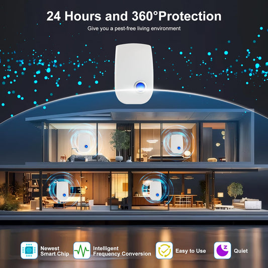 Upgraded Ultrasonic Repellent 6 Packs Pest Control Electronic Plug in for Cockroach Bugs Insects Spider Rodent Mosquitoes Mouse Repeller for Home Garage Hotel Office