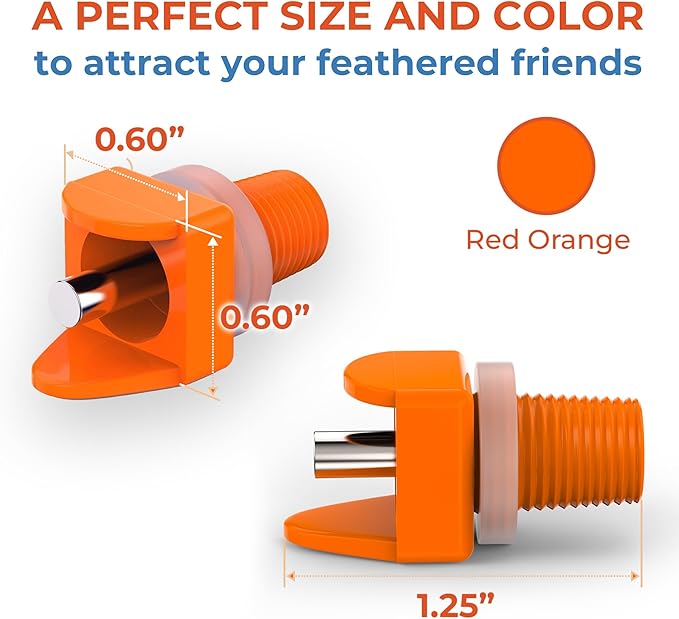 Lil'Clucker Horizontal Chicken Waterer Nipples, Pack of 15 Chicken Nipple Waterer with Drill Bits, Easy Install Automatic Chicken Waterer System, No Leak Chicken Water Feeder, Poultry Waterer - Orange