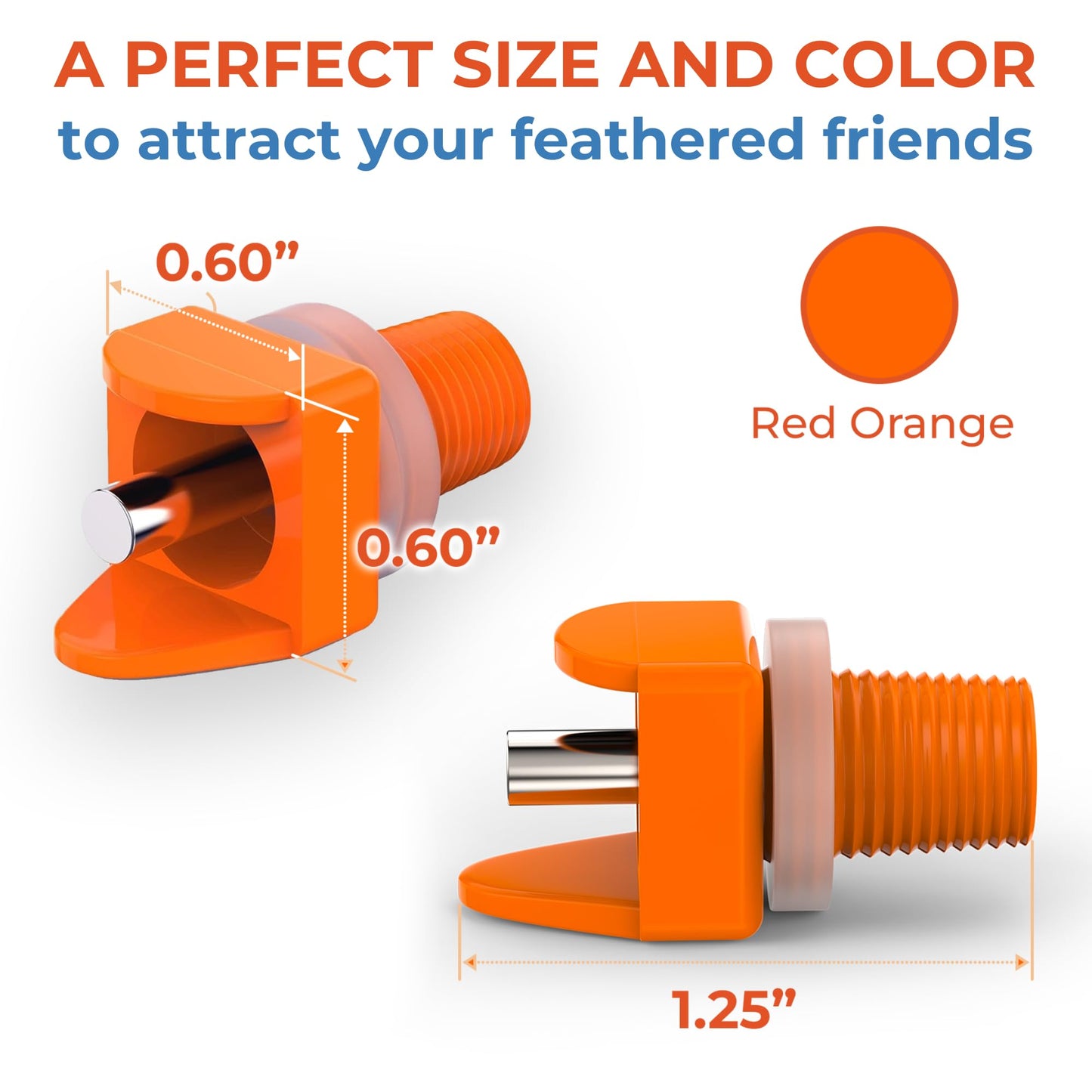 Lil'Clucker Horizontal Chicken Waterer Nipples, Pack of 15 Chicken Nipple Waterer with Drill Bits, Easy Install Automatic Chicken Waterer System, No Leak Chicken Water Feeder, Poultry Waterer - Orange